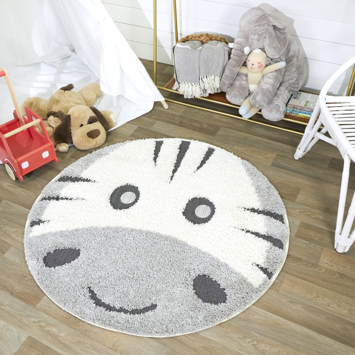 Round Zebra Kids Area Rug