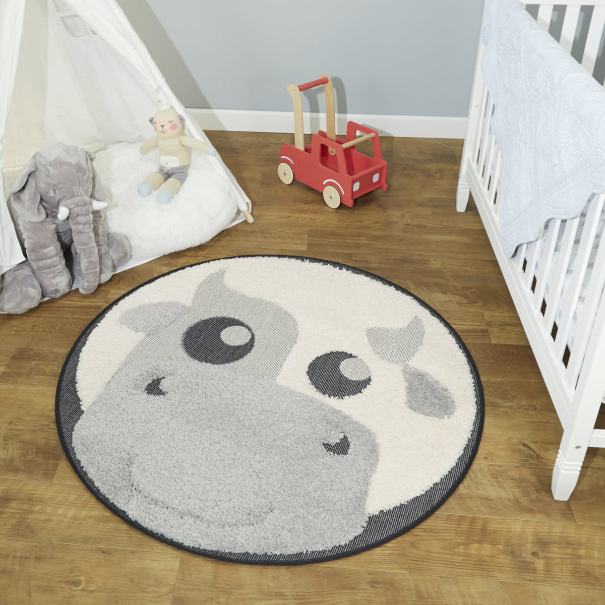 Round Cow Kids Area Rug