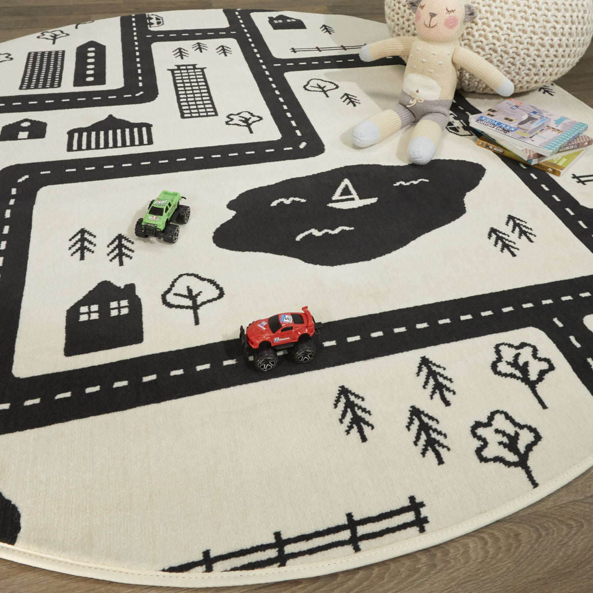 Round Adventure Road Area Rug