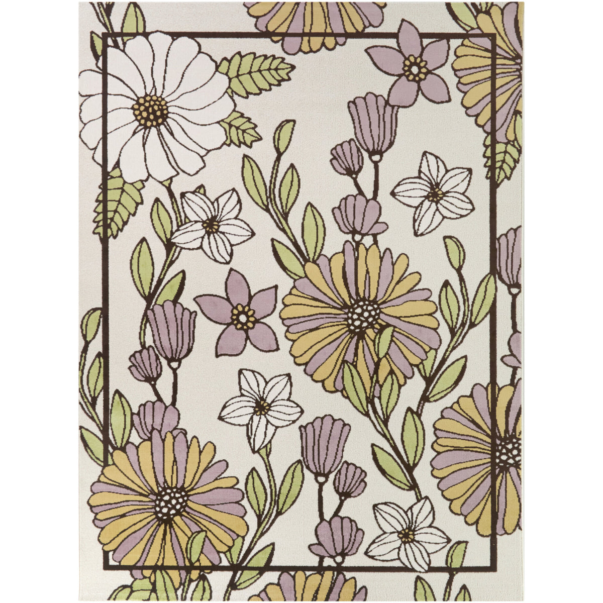 Arden Floral Border Area Rug
