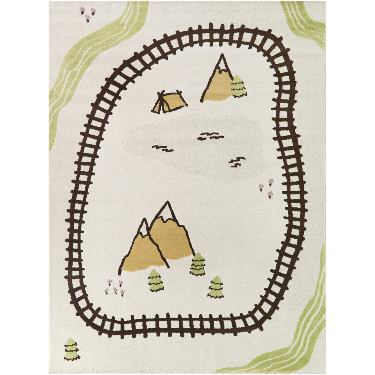 Virginia Kids Train Tracks Area Rug