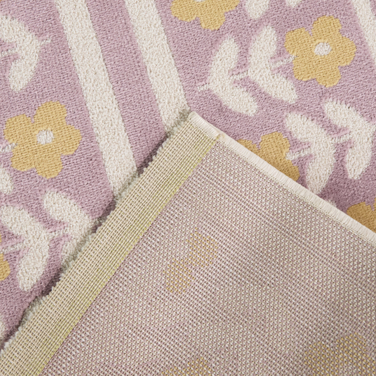Irvan Striped Floral Area Rug