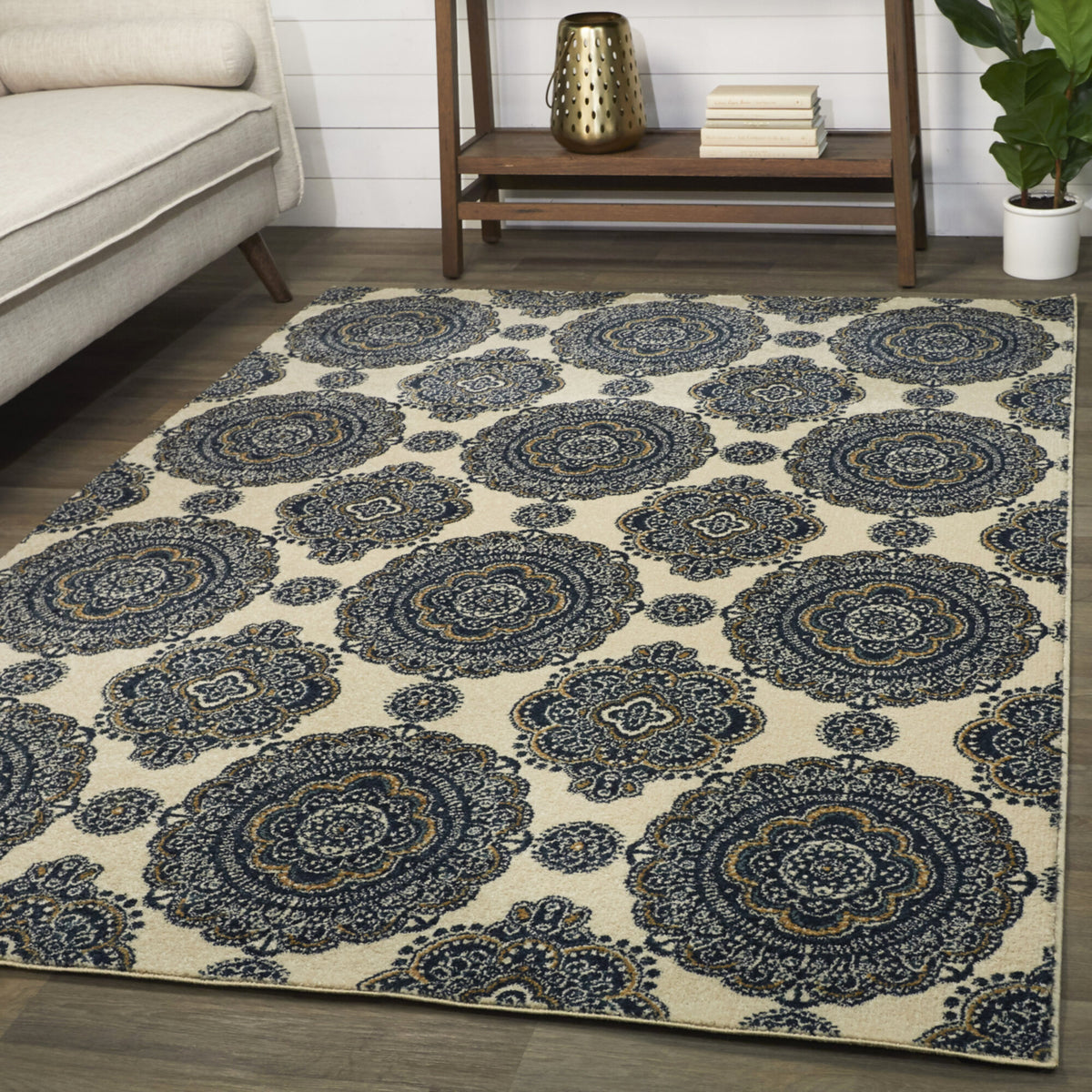 Rhian Transitional Medallion Area Rug