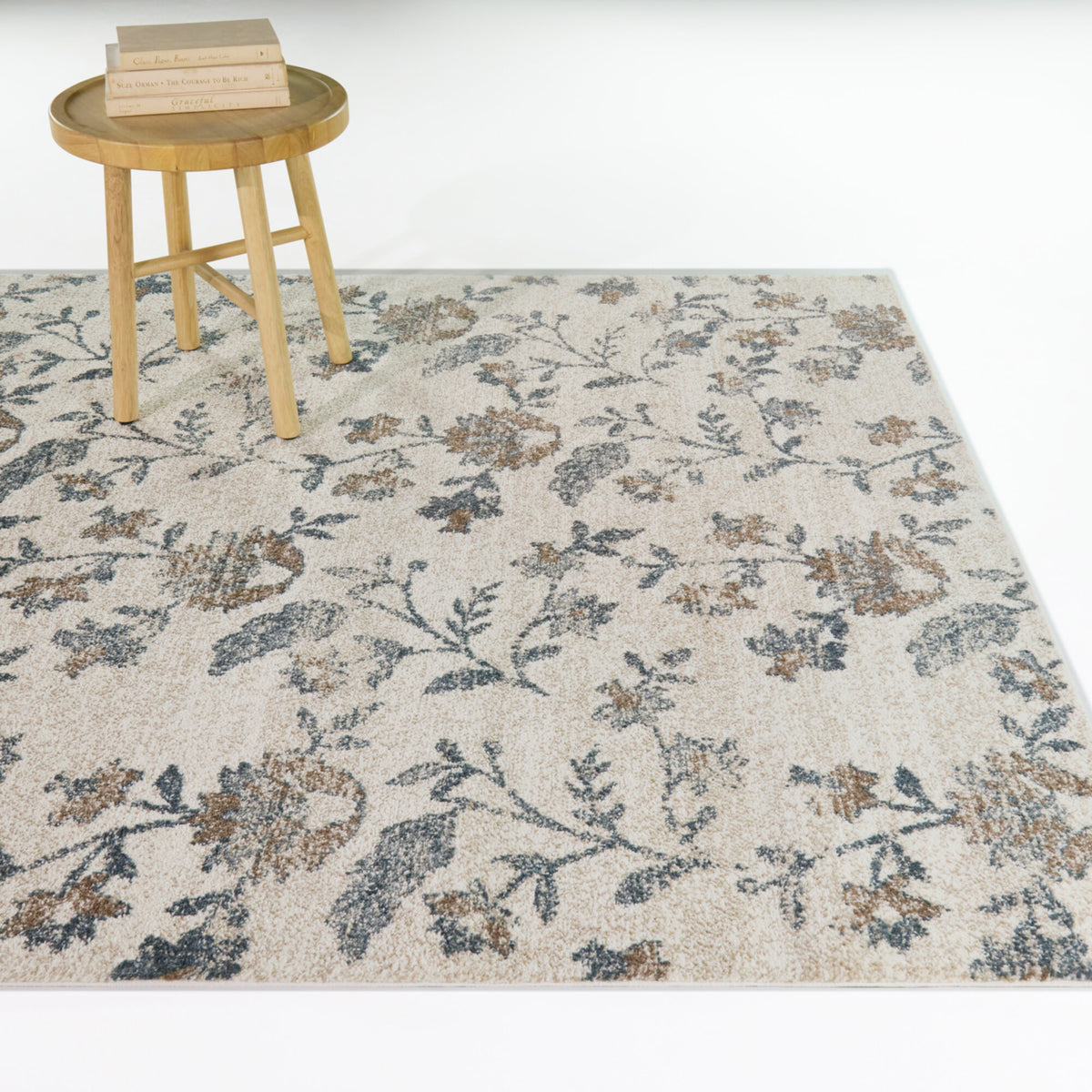 Emanuele Distressed Floral Area Rug