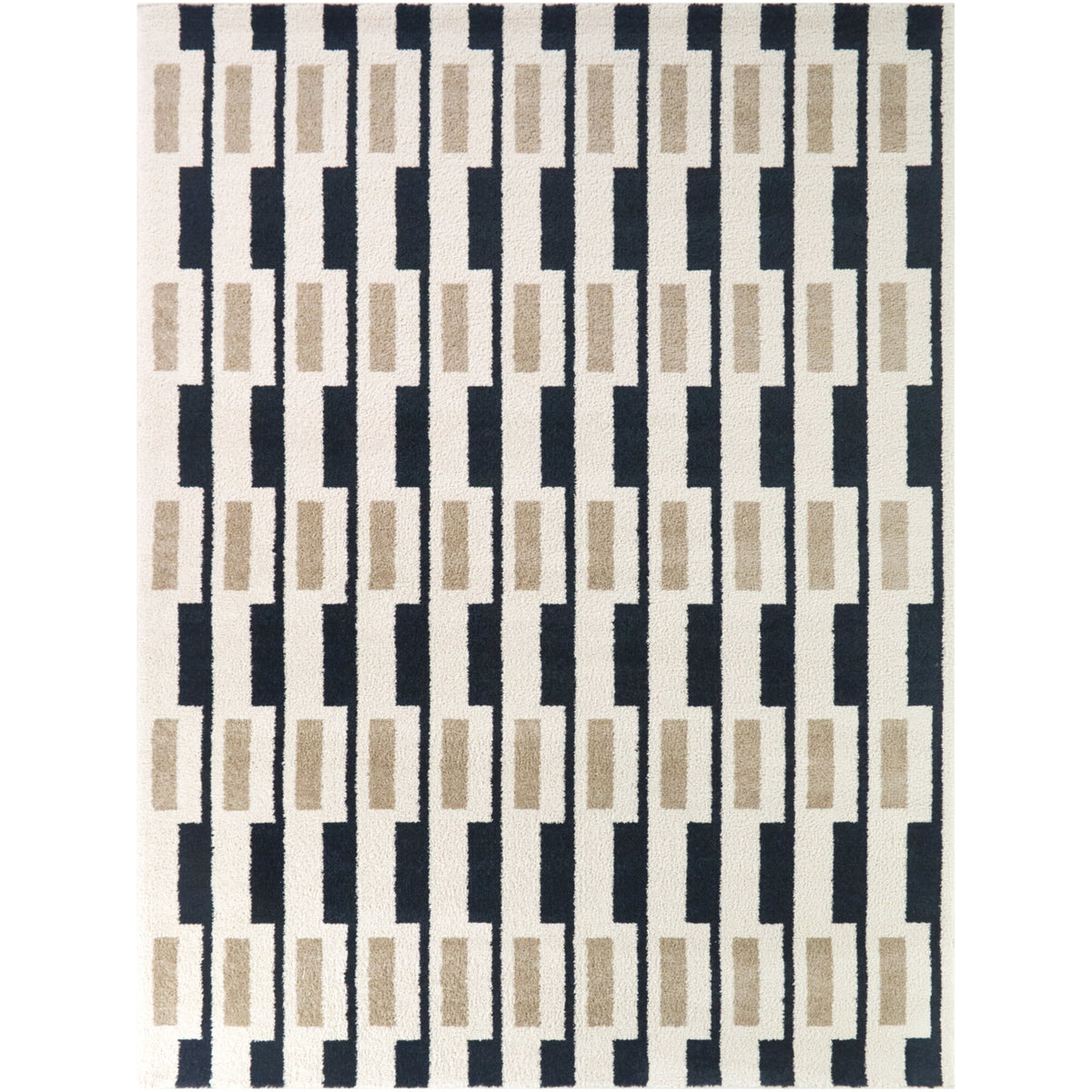 LaMonte Mid-Century Modern Colorblock Stripe Area Rug