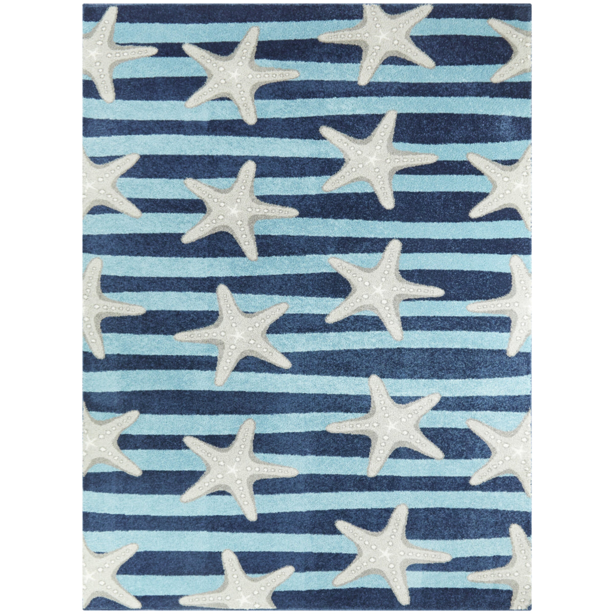 Sereia Starfish Print Striped Area Rug