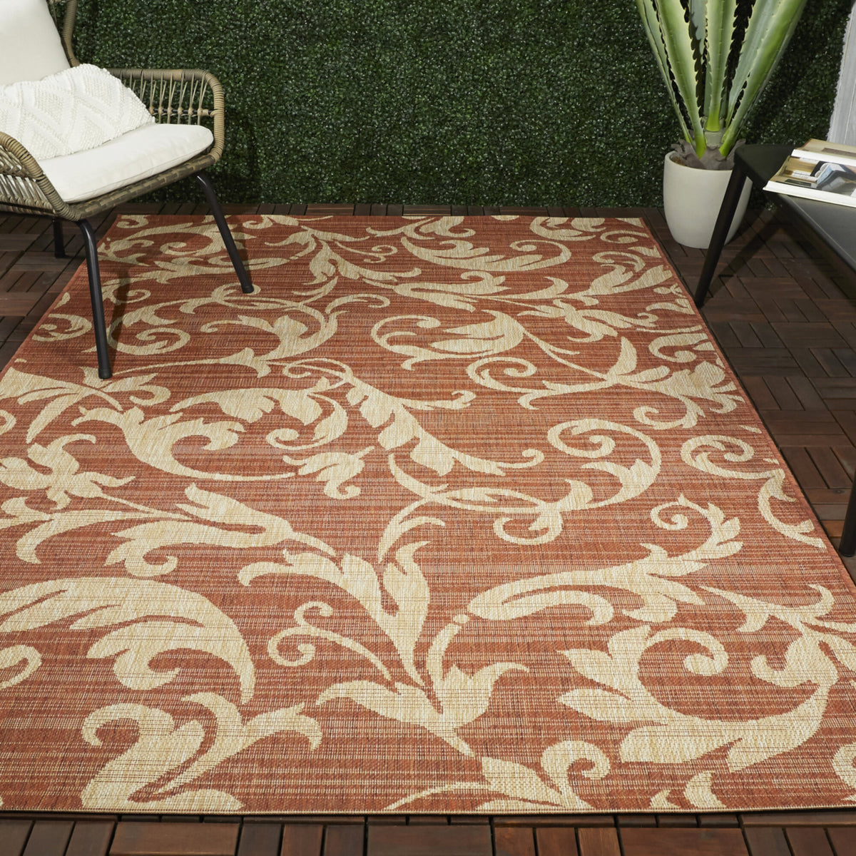 Andres Damask Patio Area Rug