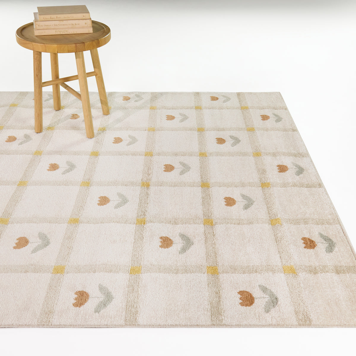 Linden Kids Boho Floral Check Area Rug