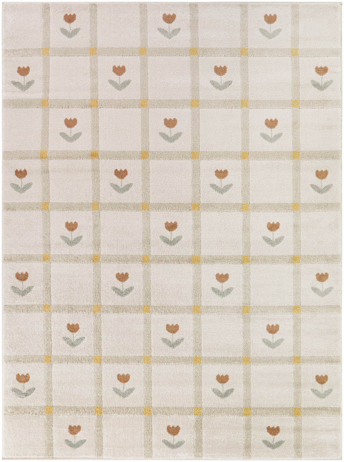 Linden Kids Boho Floral Check Area Rug