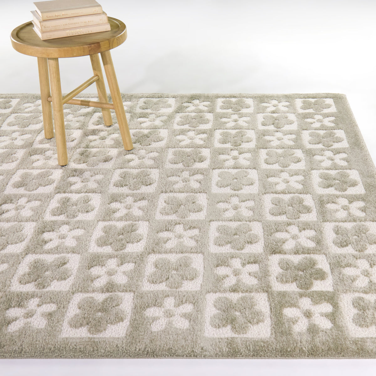 Helen Floral Checkered  Area Rug