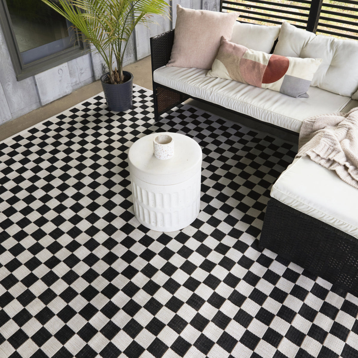 Rupert Checkered Patio Area Rug