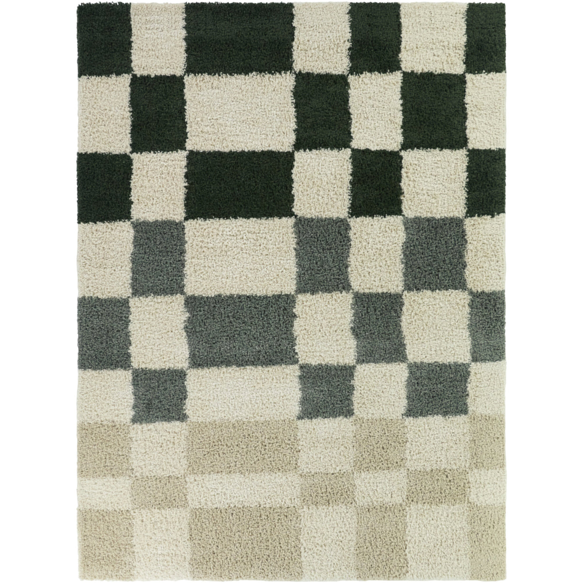 Leslie Checkered Shag Area Rug