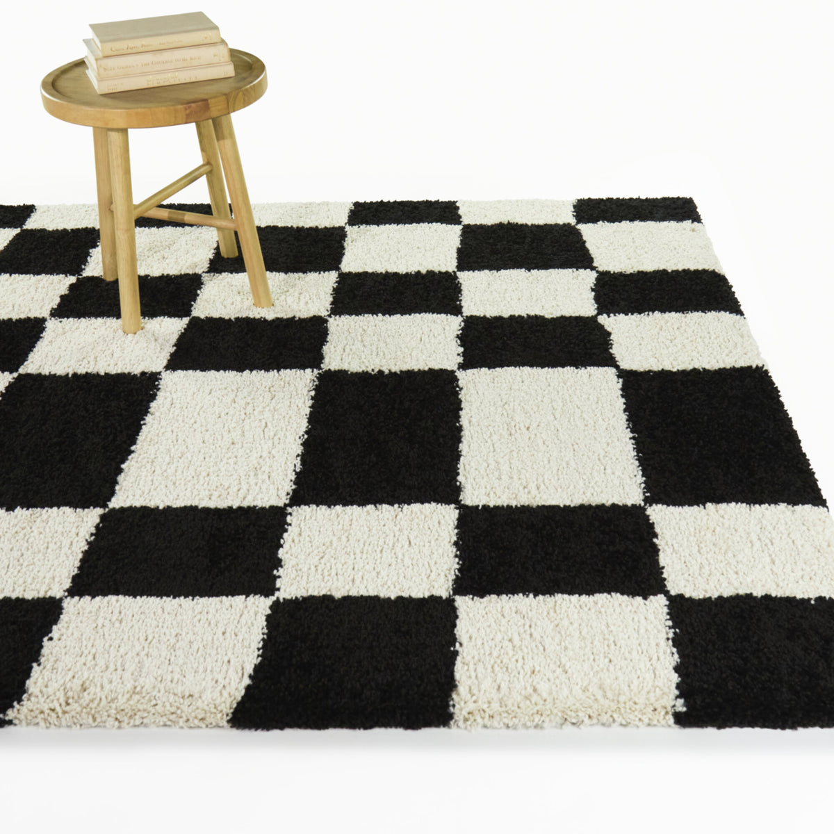 Leslie Checkered Shag Area Rug