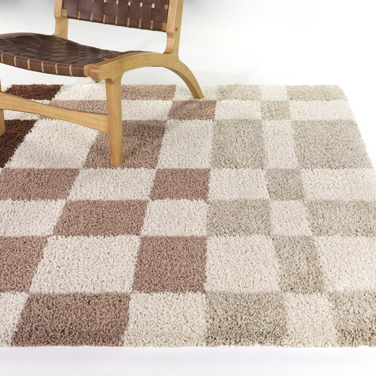 Leslie Checkered Shag Area Rug