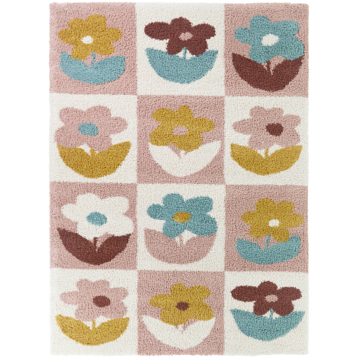 Kids Floral Colorblock Area Rug