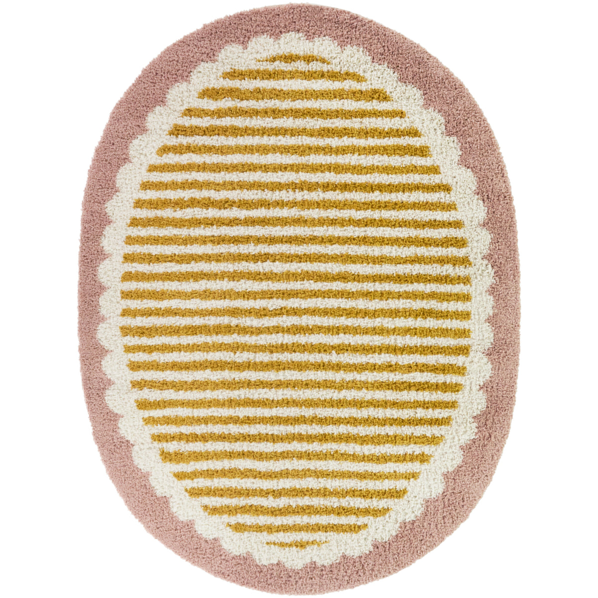 Linnea Scallop Border Stripe Area Rug