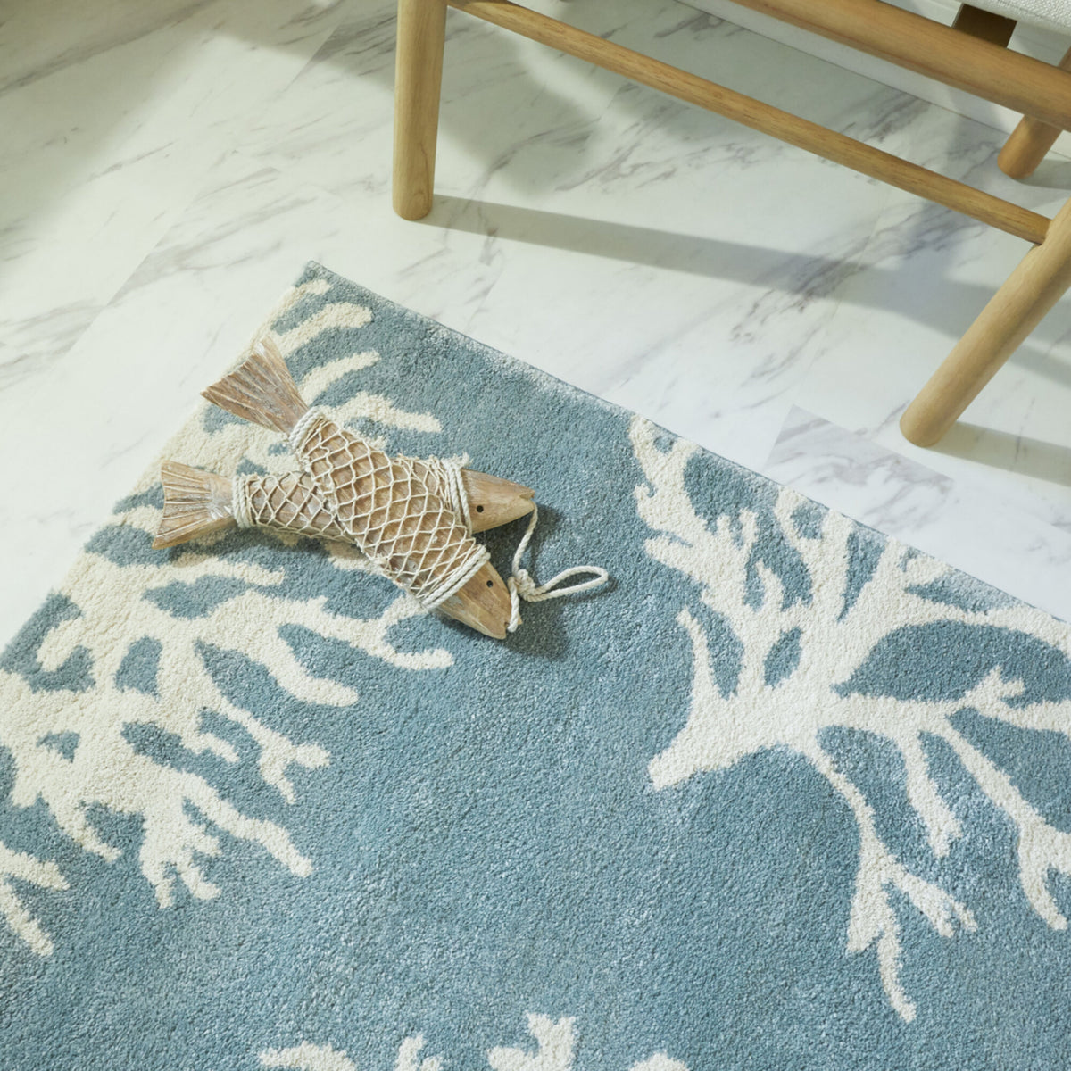 Caistor Coastal Coral Print Area Rug