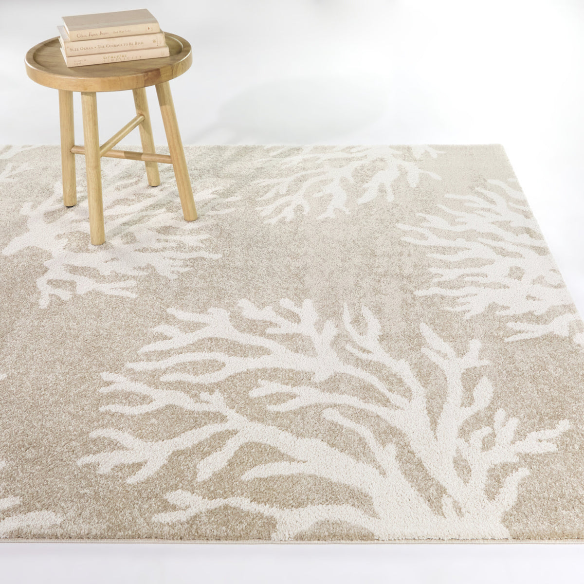 Caistor Coastal Coral Print Area Rug