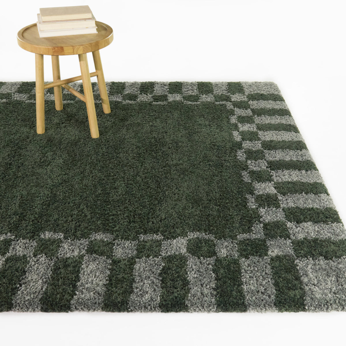 Checkered Border Area Rug