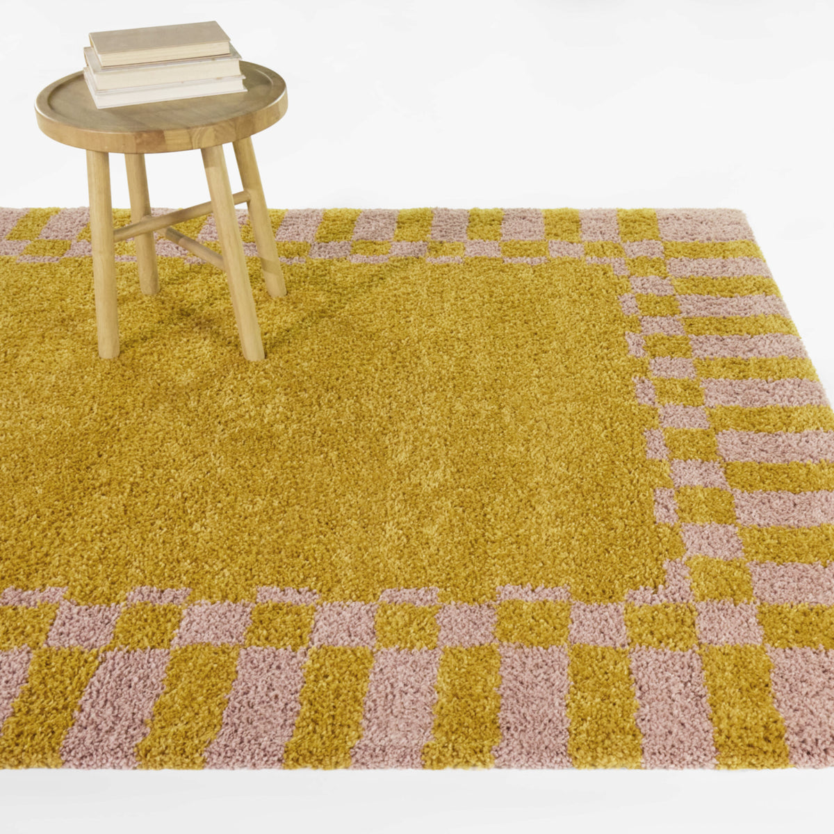 Checkered Border Area Rug