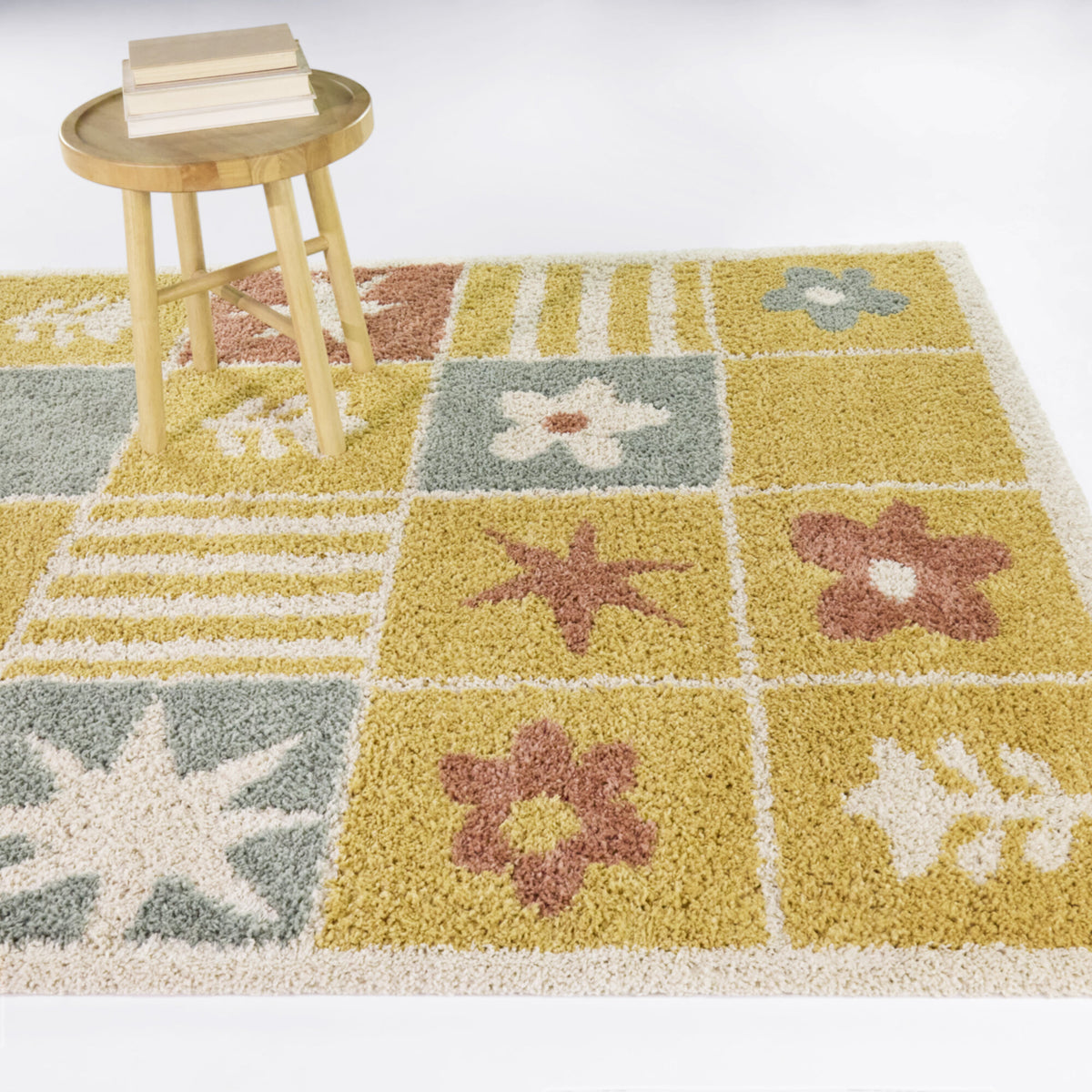 Kids Flower Shag Area Rug