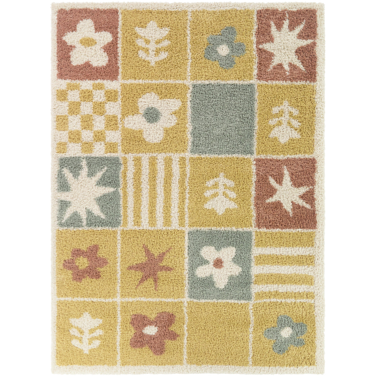 Kids Flower Shag Area Rug