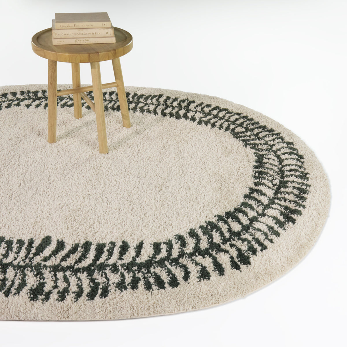 Grove Botanical Border Oval Area Rug