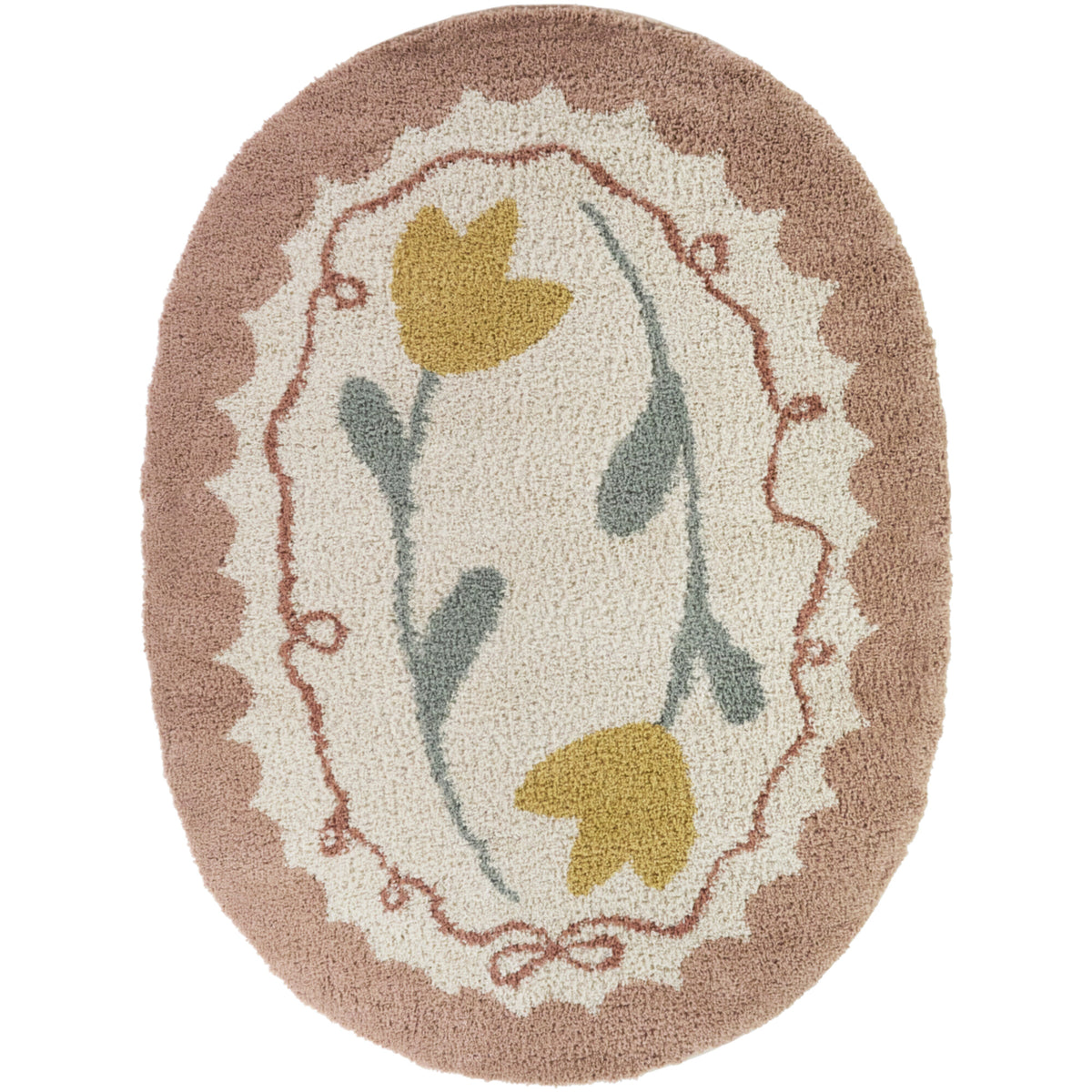 Meadow Floral Ribbon Border Area Rug