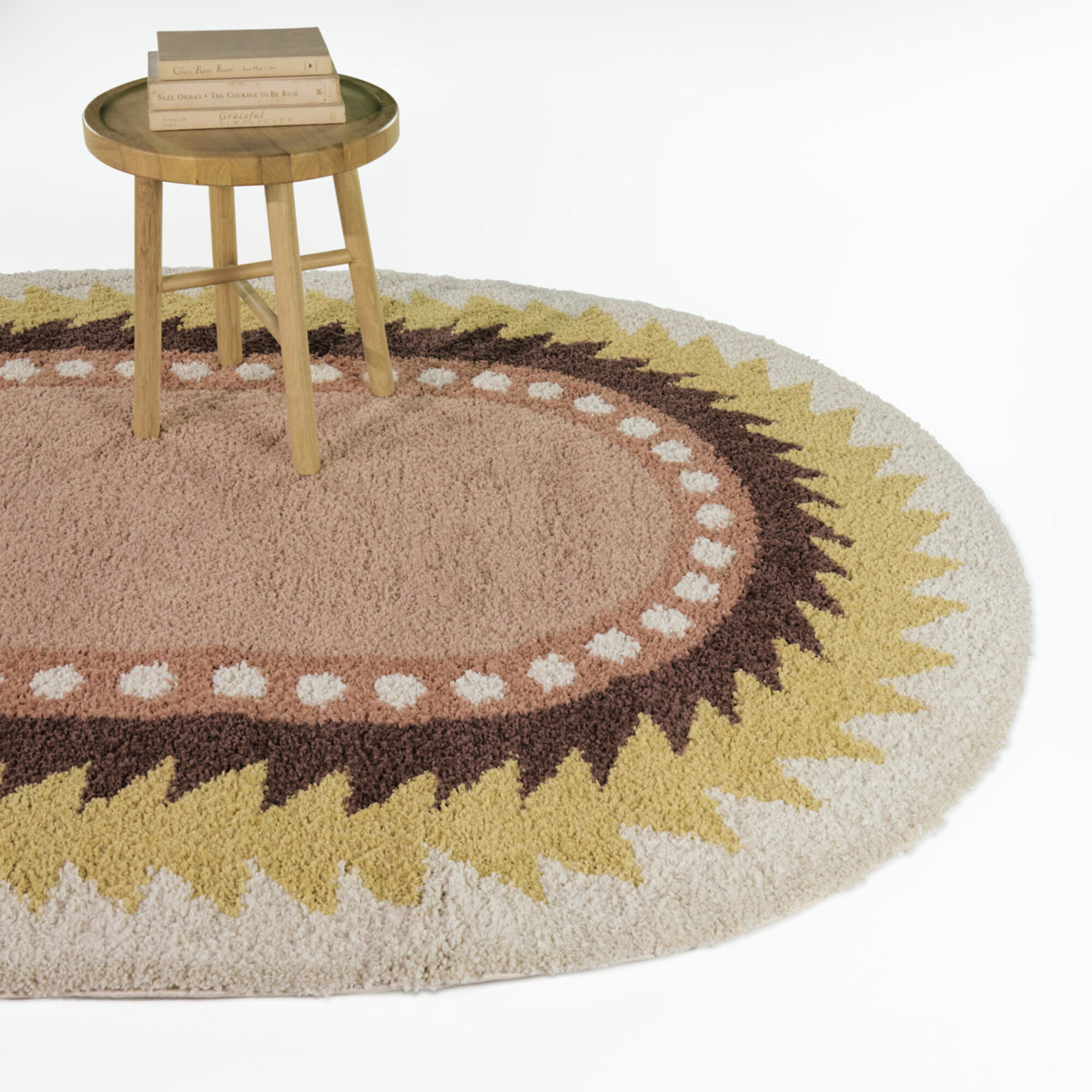 Machado Triangular Border Oval Area Rug