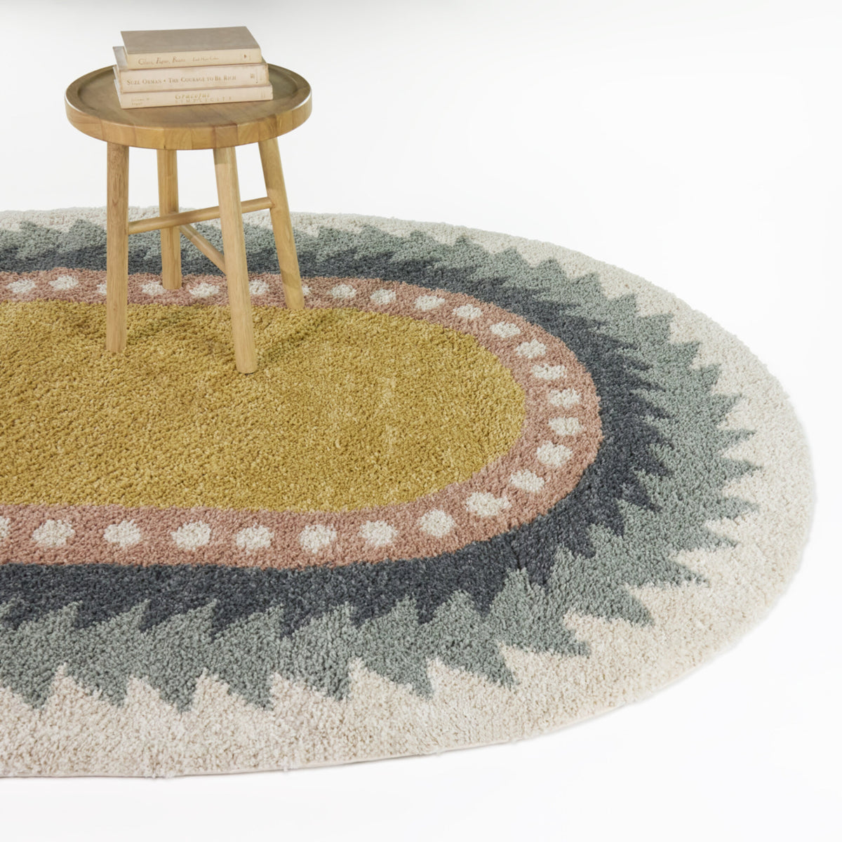 Machado Triangular Border Oval Area Rug