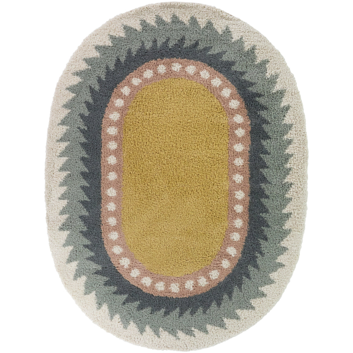 Machado Triangular Border Oval Area Rug