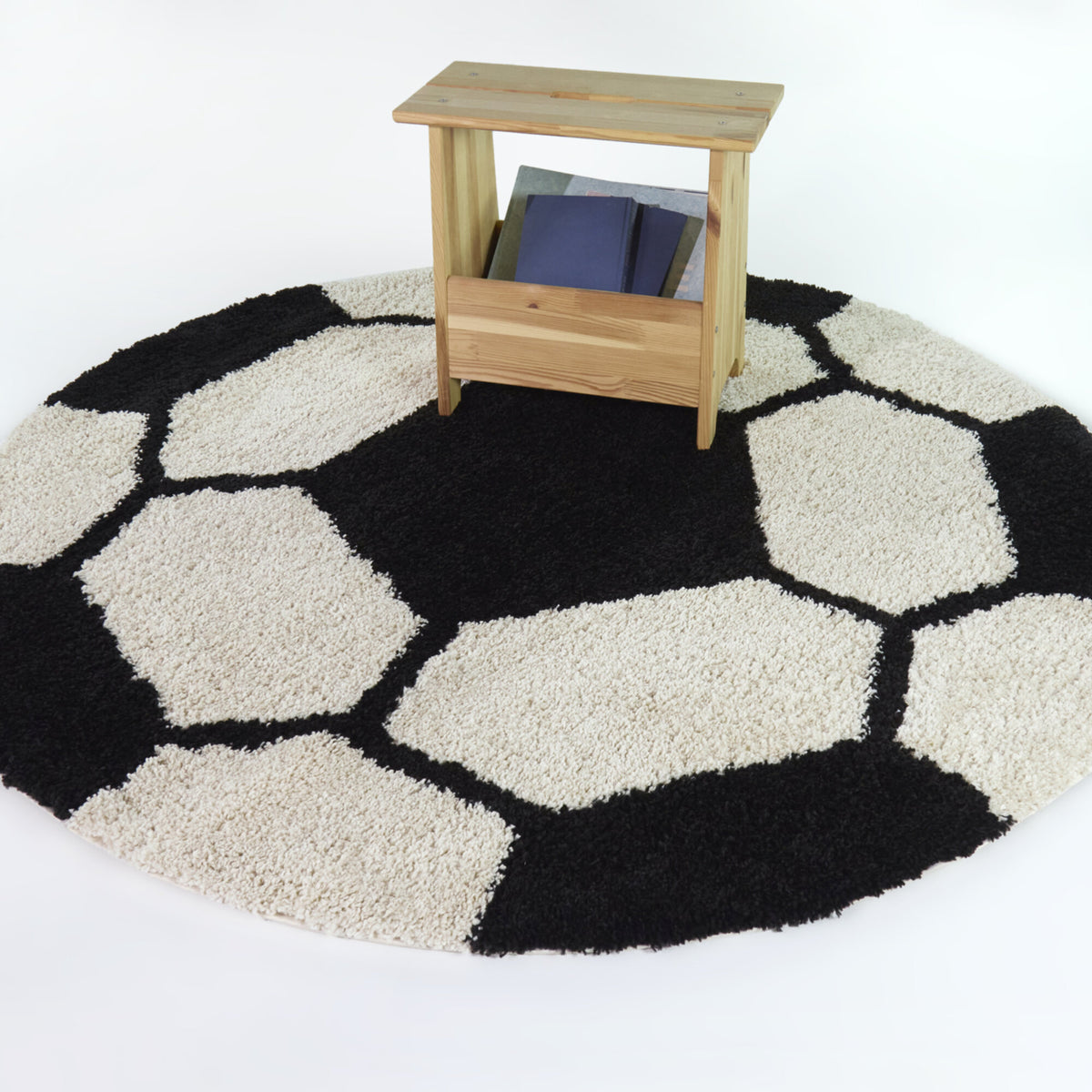 Kids Soccer Ball Shag Area Rug