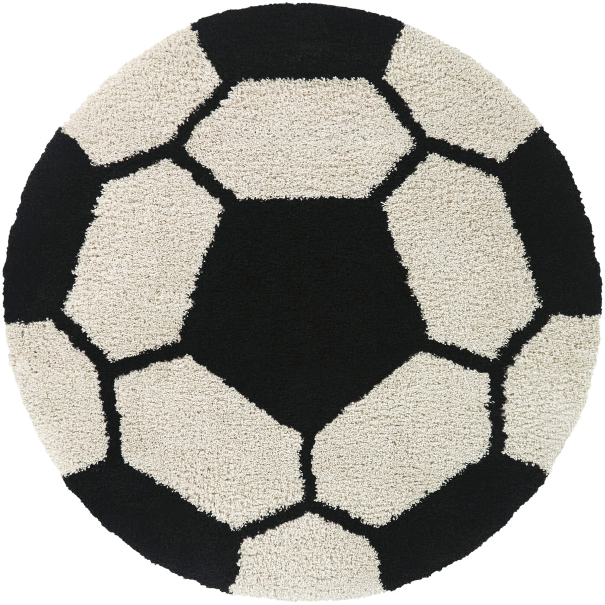 Kids Soccer Ball Shag Area Rug