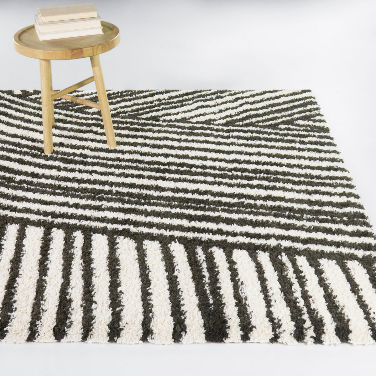 Abstract Stripe Shag Area Rug