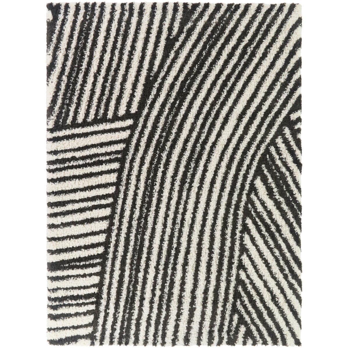 Abstract Stripe Shag Area Rug