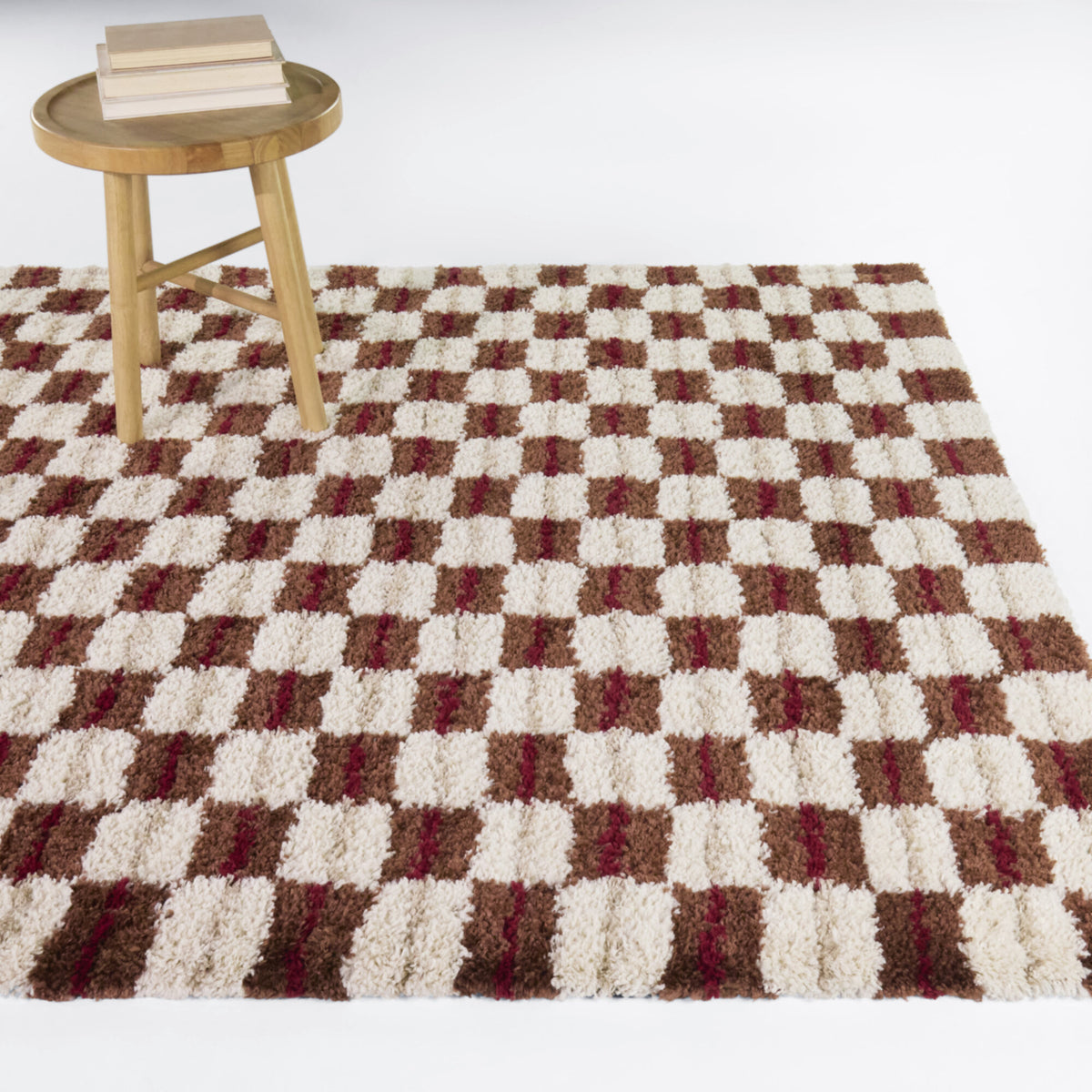 Modern Checkered Shag Area Rug