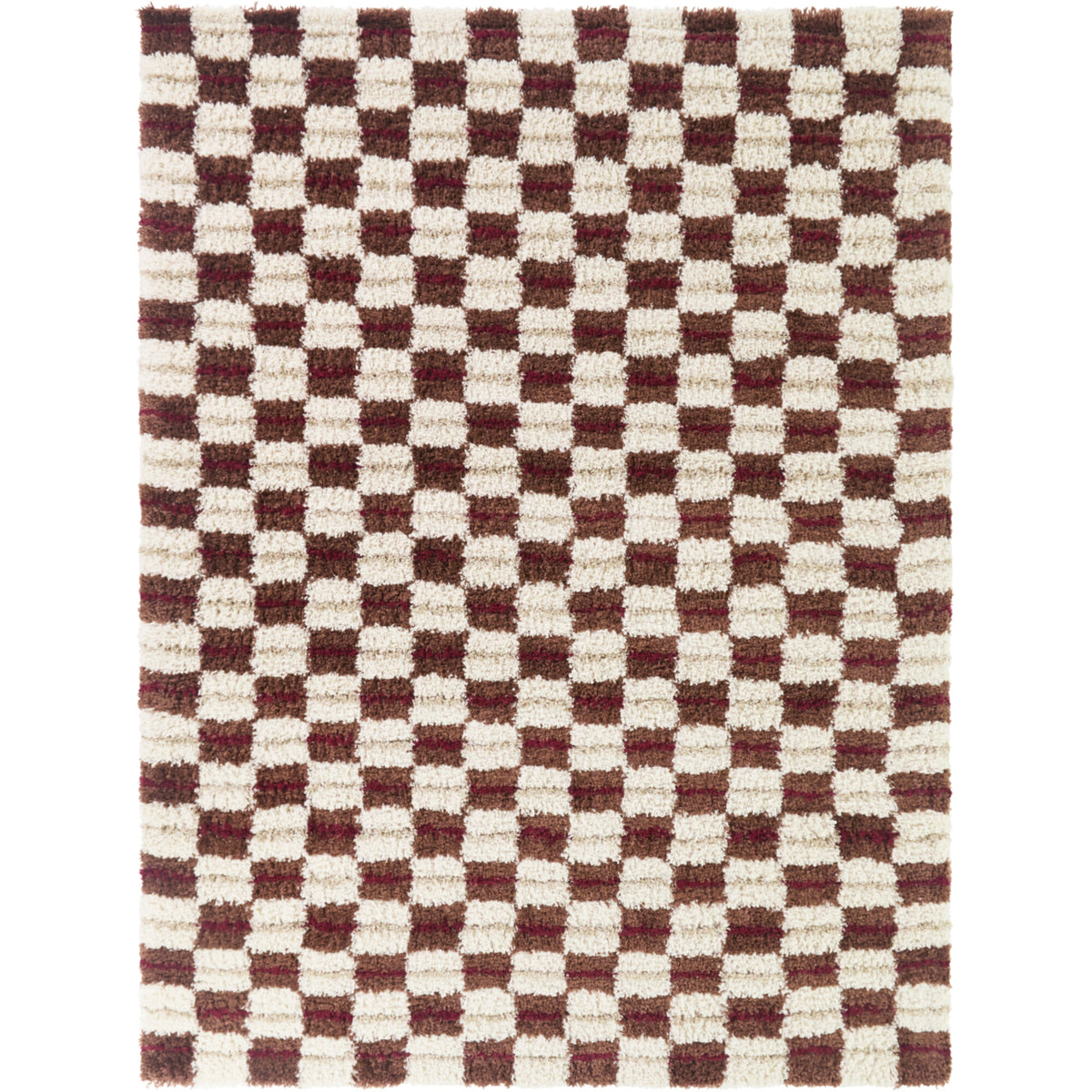 Modern Checkered Shag Area Rug