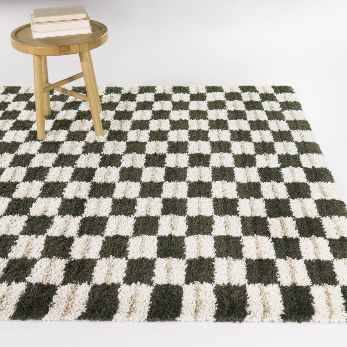 Modern Checkered Shag Area Rug