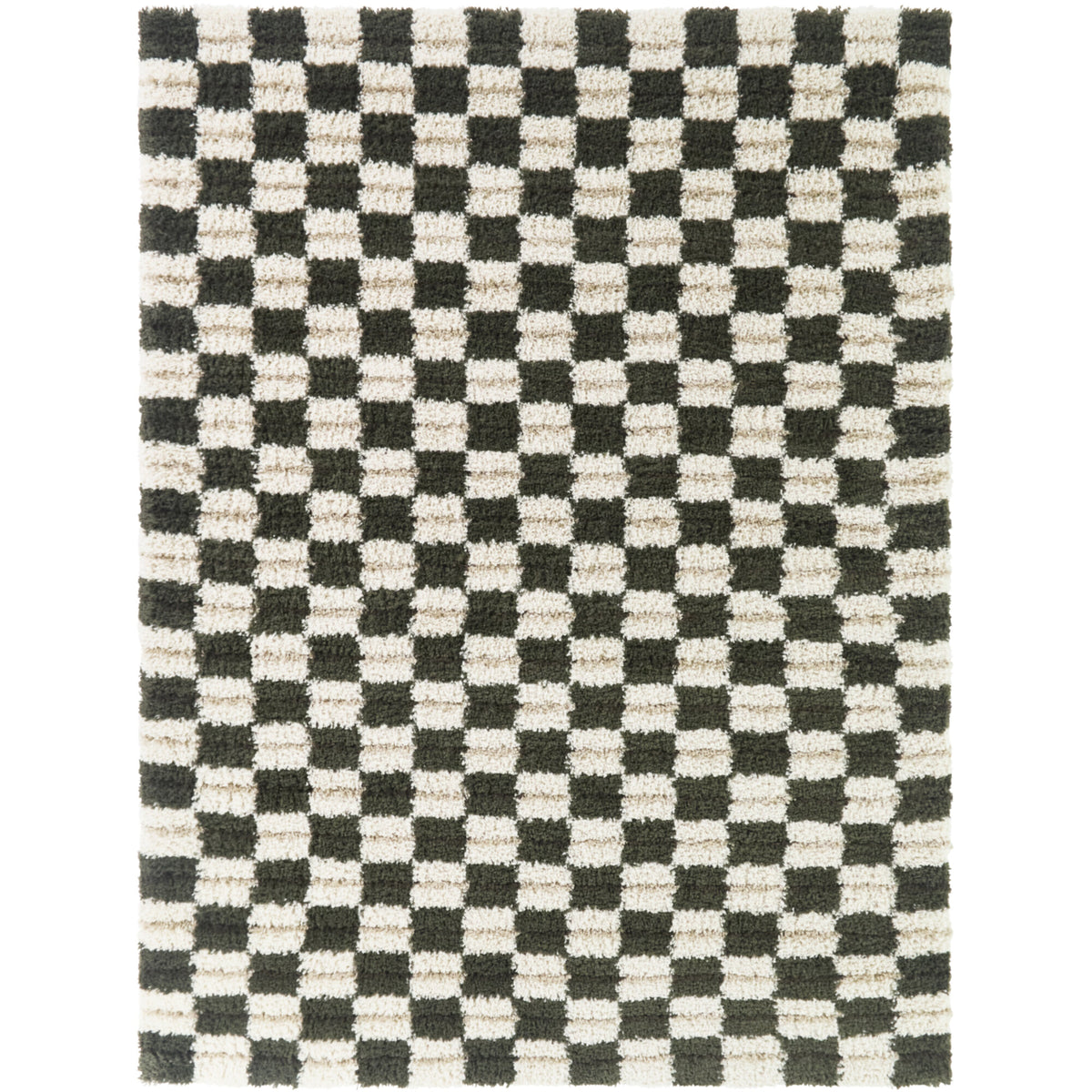 Modern Checkered Shag Area Rug