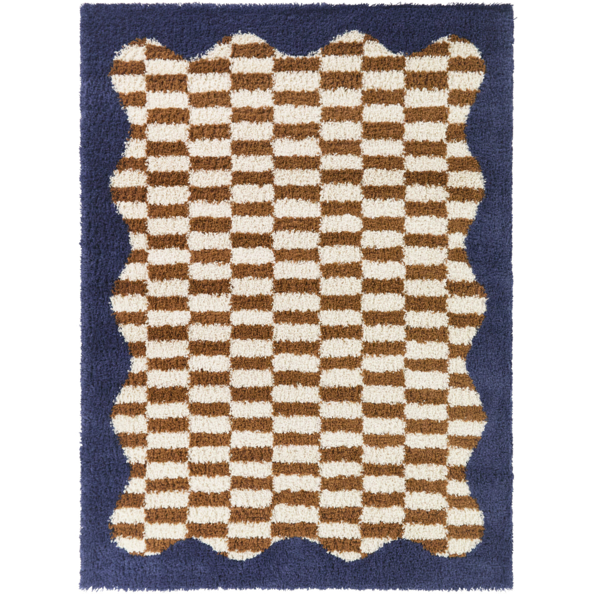 Candelaria Checkered Scallop Border Area Rug