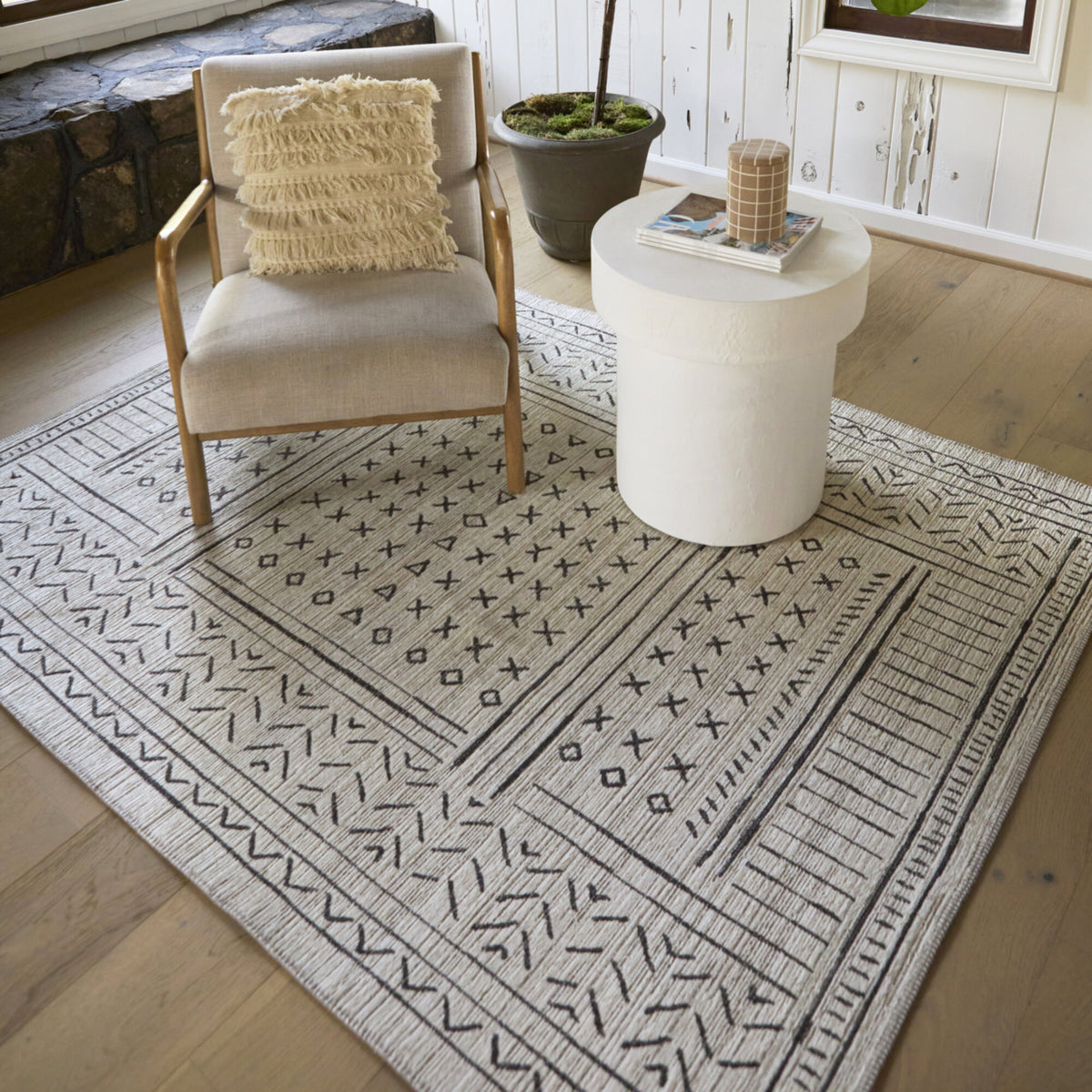 Rebetez Transitional Tribal Area Rug