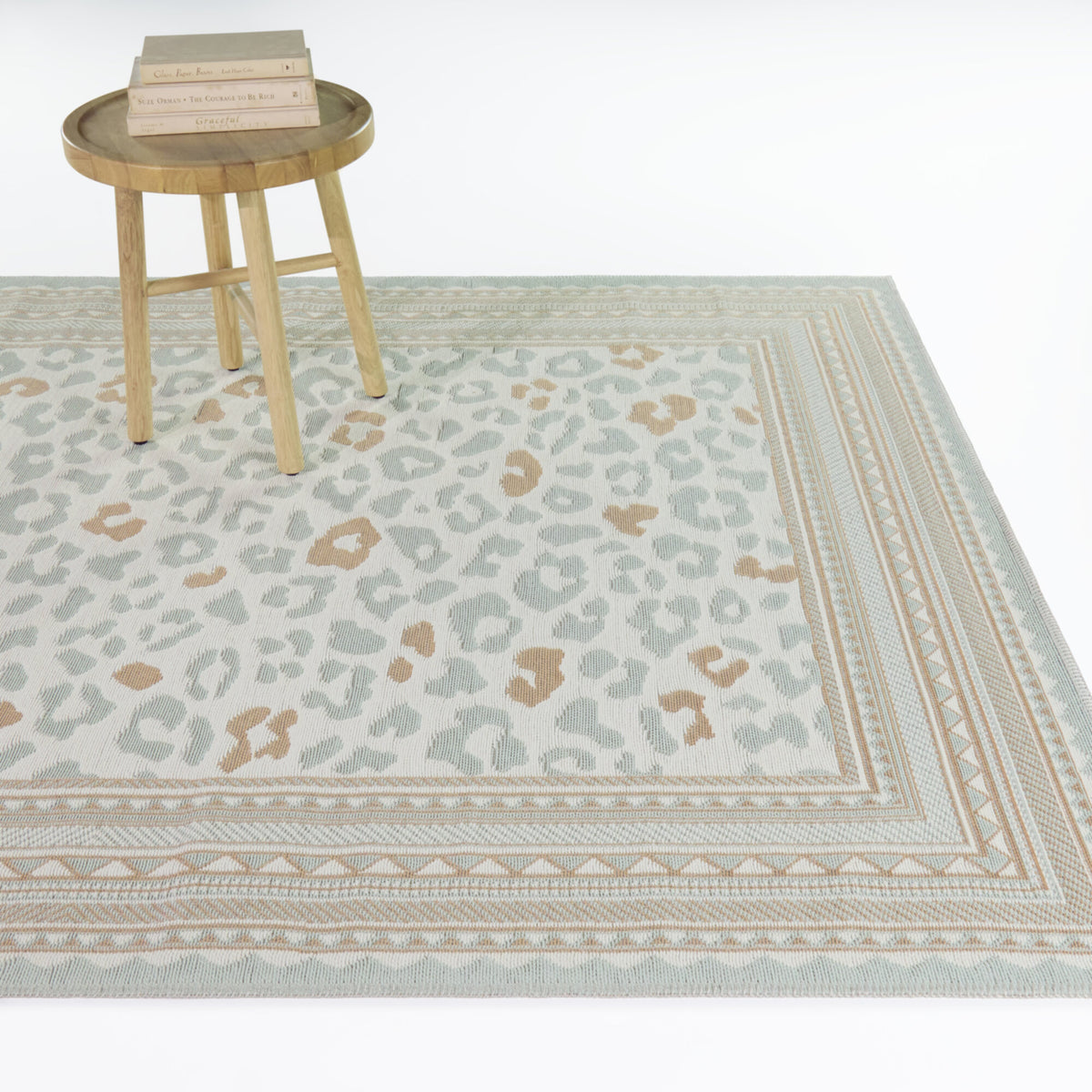 Lerambert Leopard Print Border Area Rug