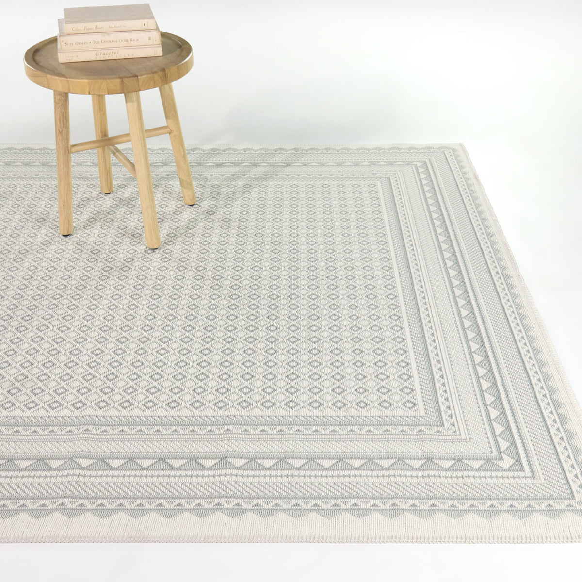 Delahunt Mirco Print Border Area Rug