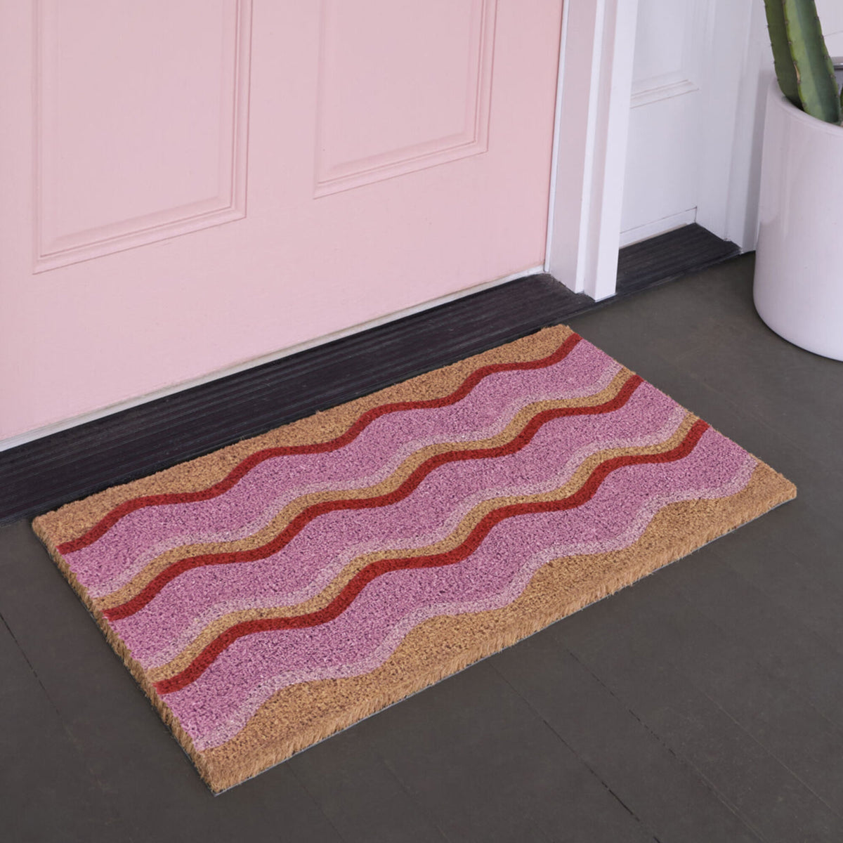 Pink Squiggle Stripes Doormat