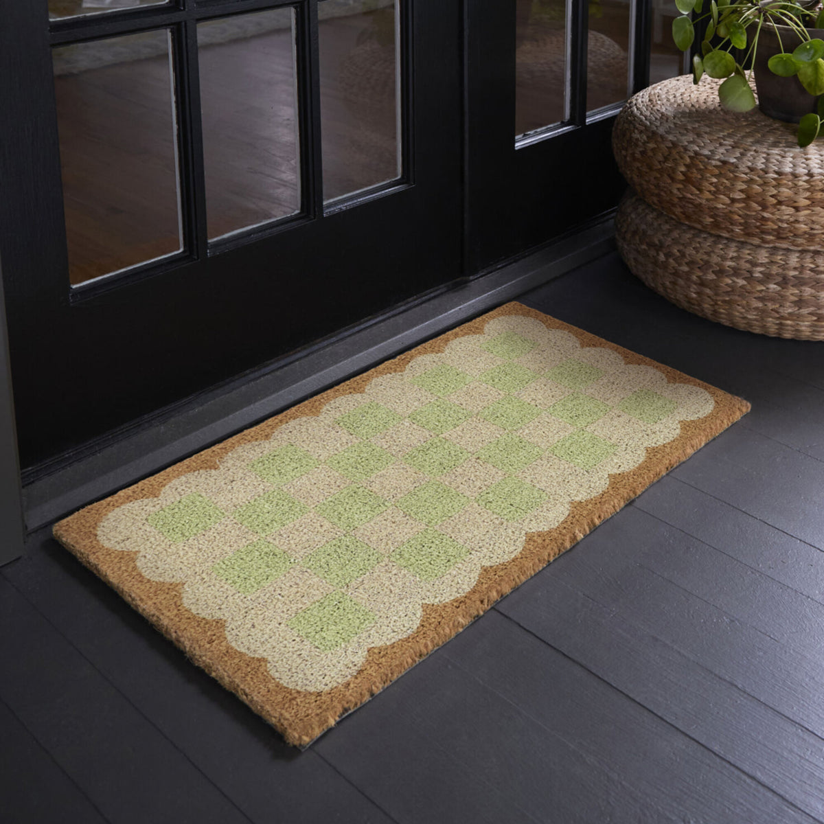 Checkerboard Scallop Doormat