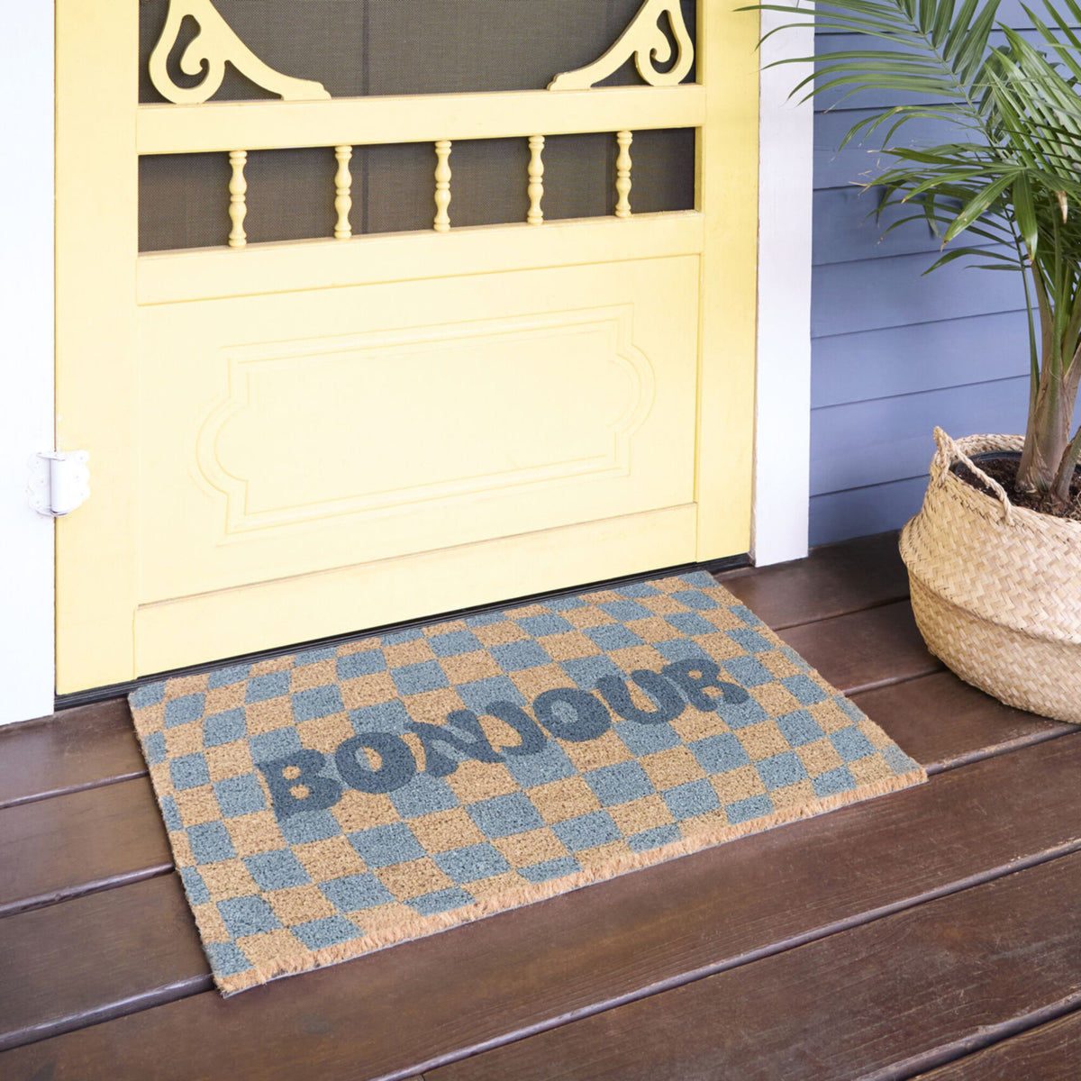Bonjour Checkerboard Doormat