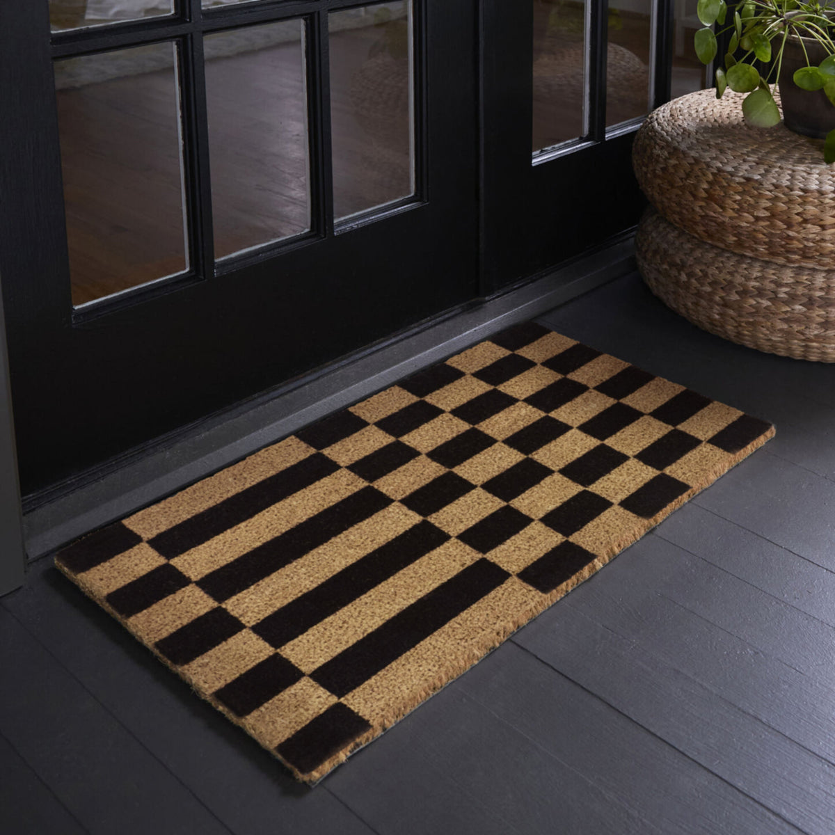 Checkerboard Stripe Doormat