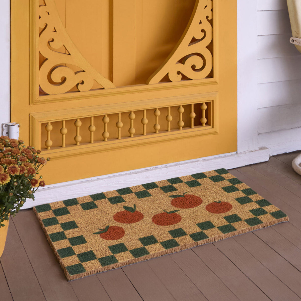 Orange Citrus Checkerboard Doormat