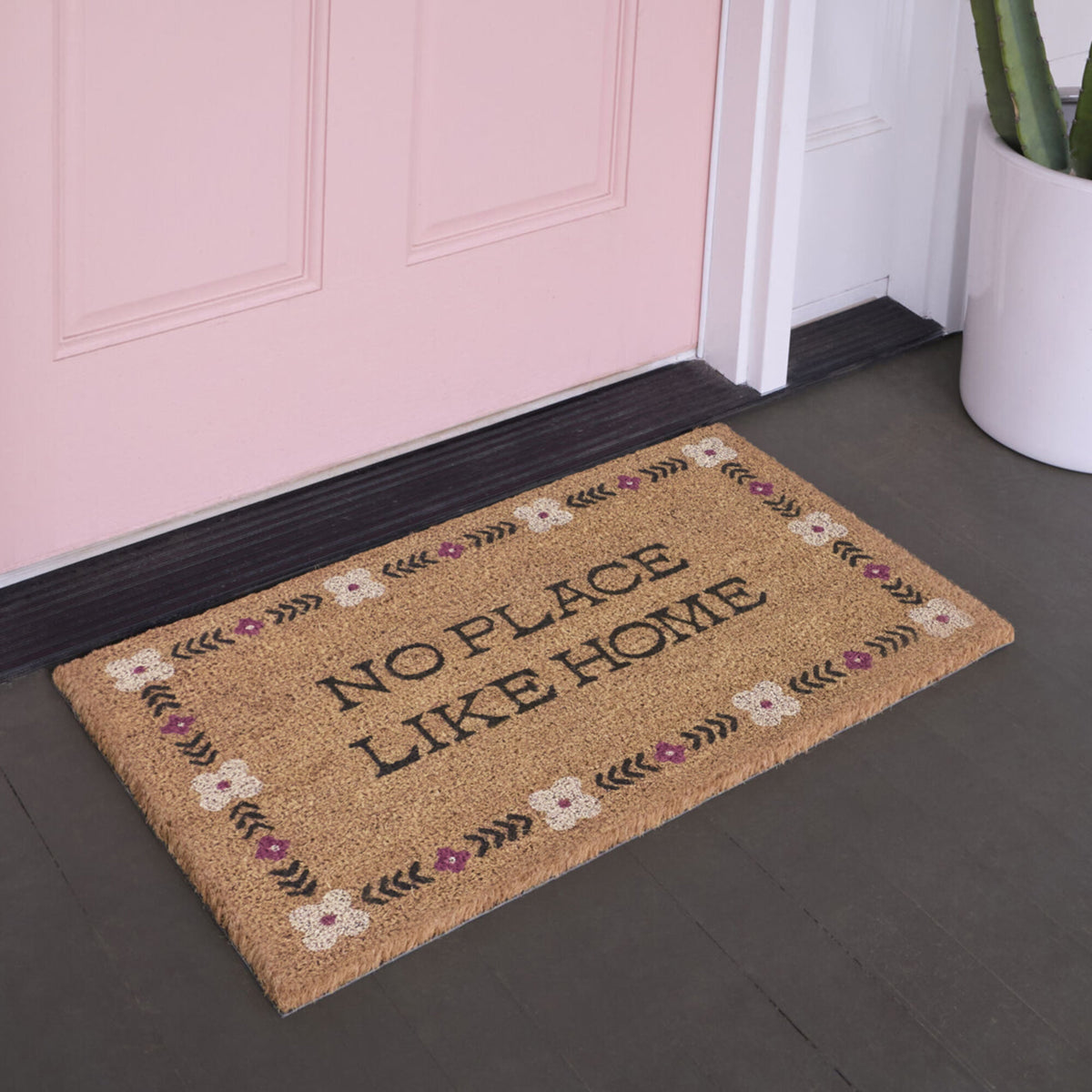 Floral No Place Like Home Doormat