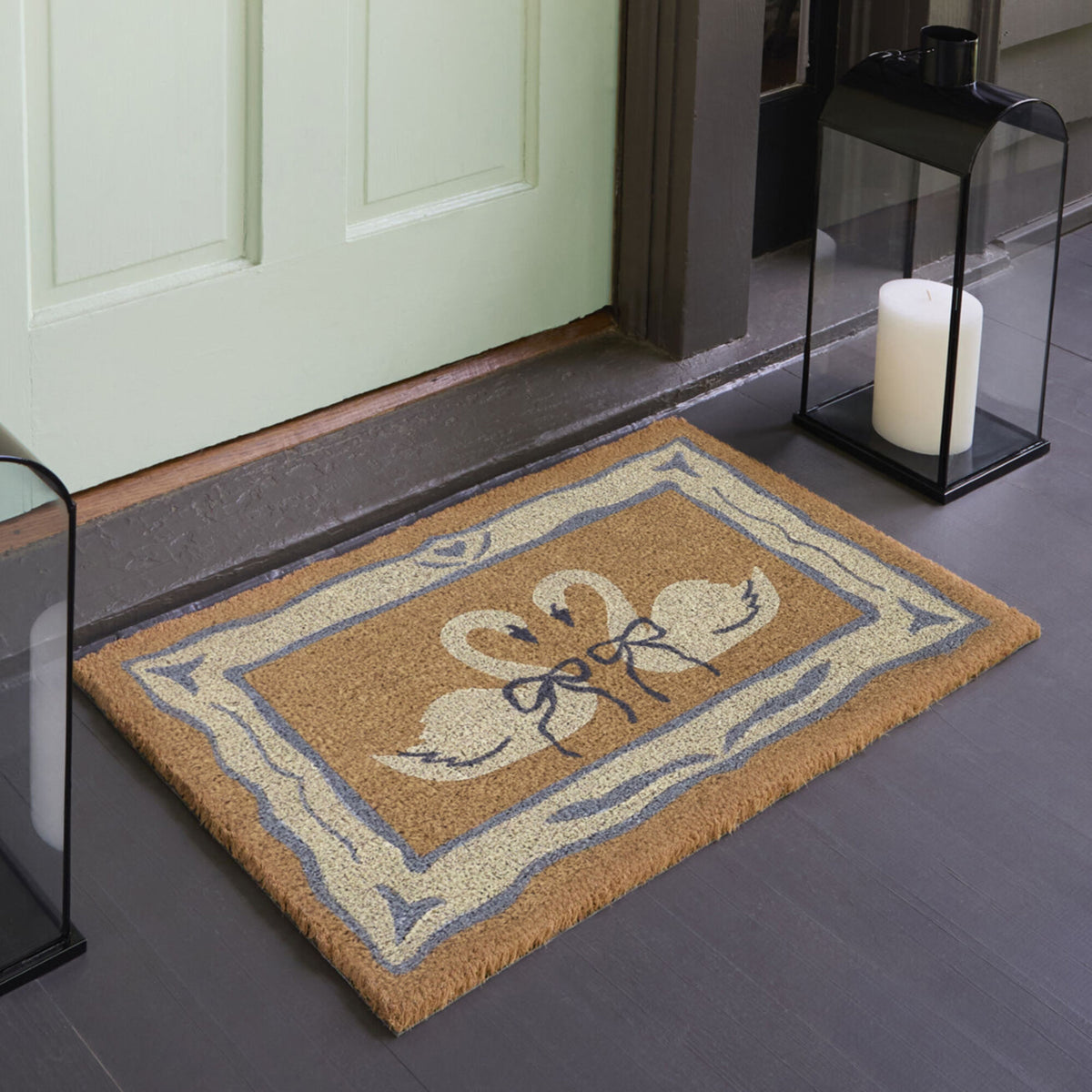 Ribbon Swans Doormat